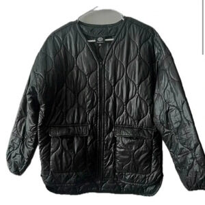 Bobeau Quilted Jacket Womens Small Black Lightweight Packable Zip Front Coat